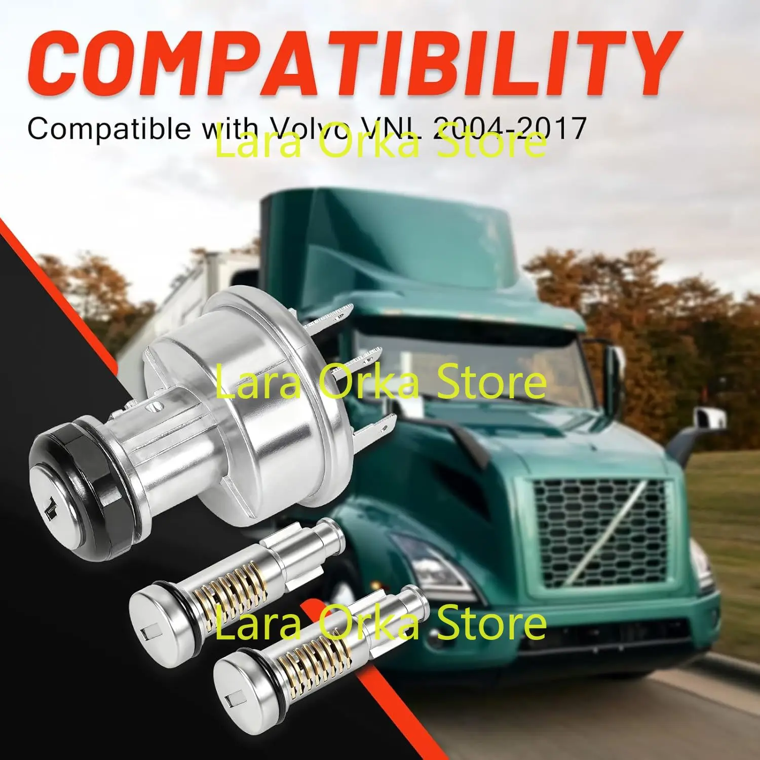 for Dorman 924-5533 Vehicle Lock Cylinder Kit w/Door Lock Cylinders & Ignition Cylinder Compatible with Volvo VNL 2004-2017