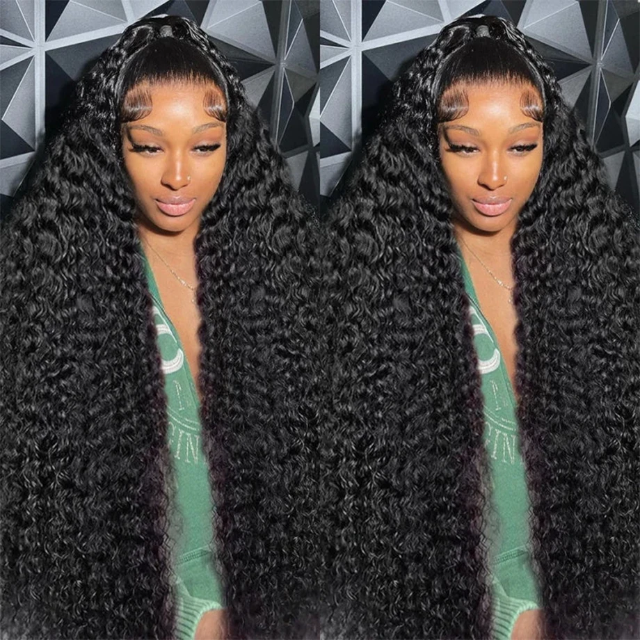 

Deep Wave 13x4 HD Lace Front Human Hair Wig Curly Lace Frontal Wigs For Women 4X4 Glueless Closure Wig Wet And Wavy Pre Plucked