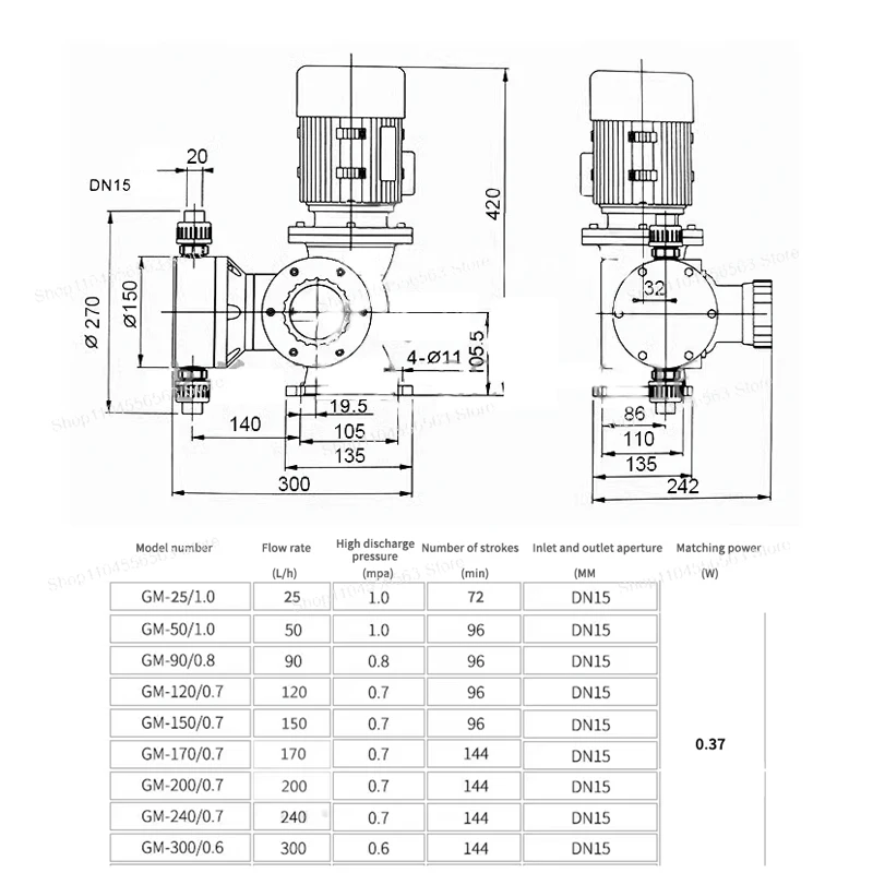 Mechanical Diaphragm Dosing Metering Pump Anti-Corrosion Acid Alkali Resistance Sewage Treatment Adjustable Electric