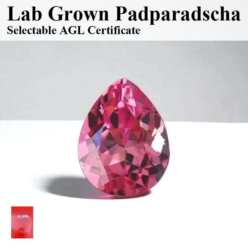 

Lab Grown Padparadscha Fire Lotus Pear Cut Loose Gemstone With Certificate For Ring Pendant Jewelry Diy Making