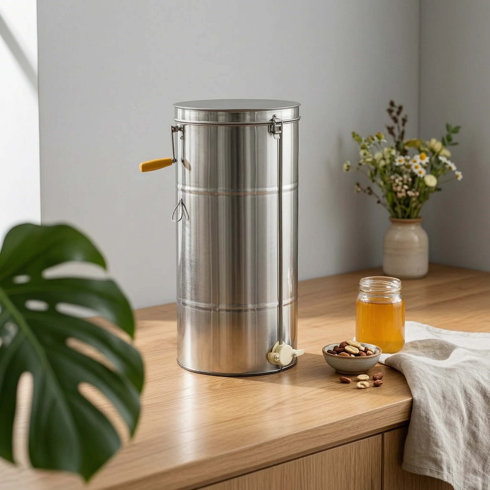 Manual Honey Extractor Unibody Joining Stainless Steel Honey Centrifuge Beekeeping Gear for Apiary