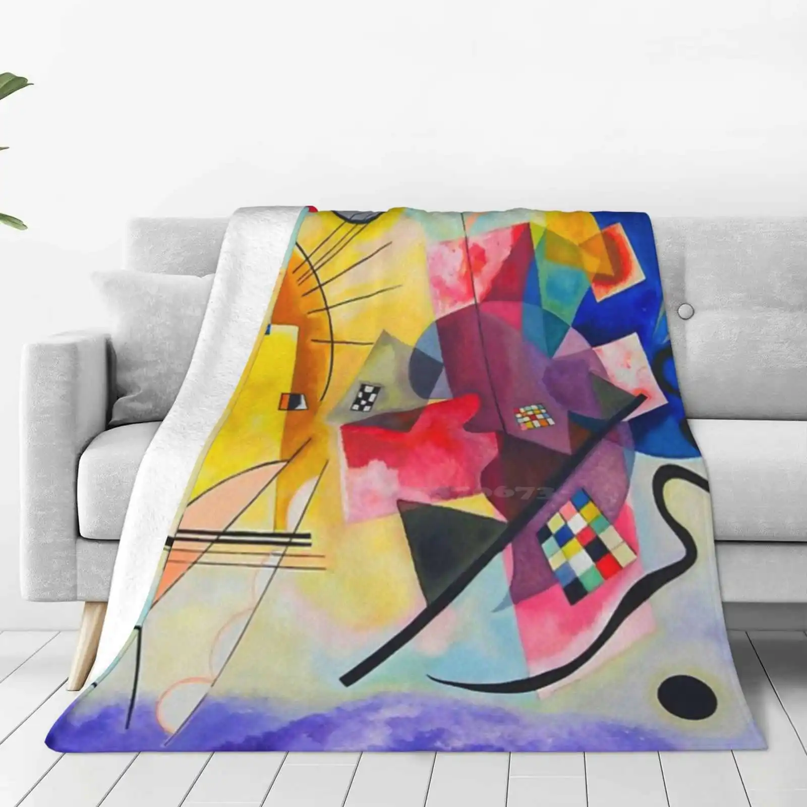 Wassily Kandinsky-Red , Yellow , Blue , ( Rouge , Jaune , Bleu ) Four Seasons Comfortable Warm Soft Throw Blanket Colorful