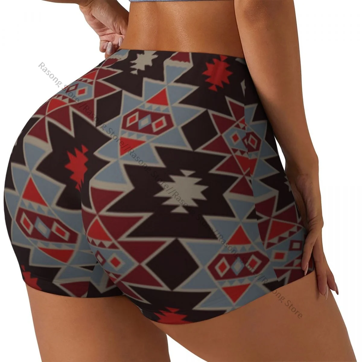 

Шорты для йоги в этническом стиле навахо с этническим узором в стиле бохо, женские байкерские плотные эластичные спортивные леггинсы для тренировок, спортивная одежда