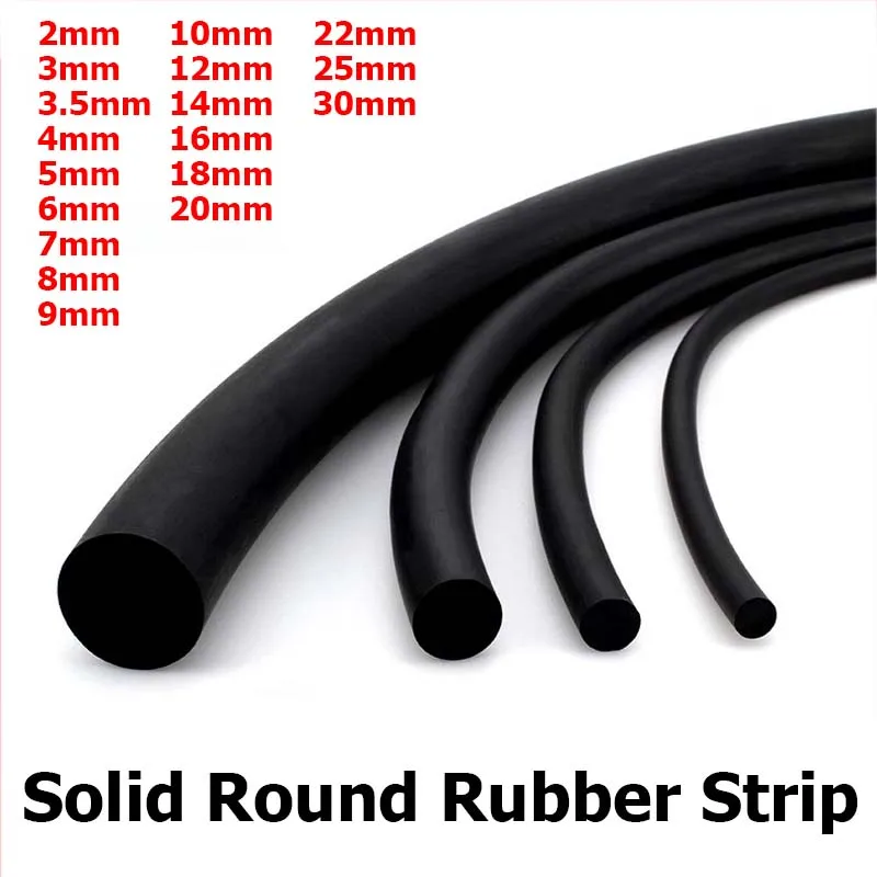 Dia 2/3/3.5/4/5/6/7/8/9/10/12/14/16/18/20/22/25/30mm Solid Rubber Round Strip Black EPDM Rubber Sealing Strip Round Cord Bar