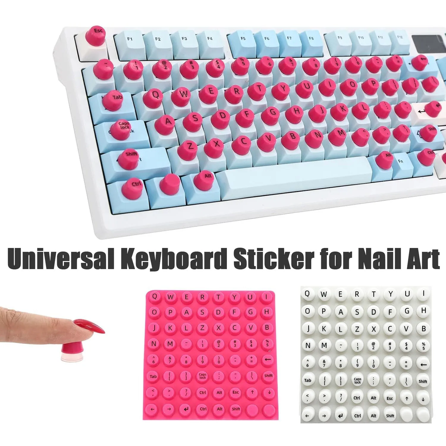 

Keyboard Cover Key Sticker for Long Nails Clear Long Nail Key Press Pad Cover Self Adhesive Reusable Keyboard Case for Desktop