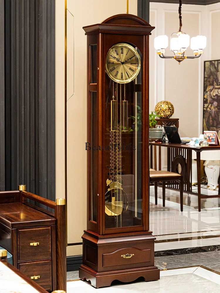 35-Germany Helmler new Chinese floor clock living room European retro villa large table clock mechanical American pendulum clock