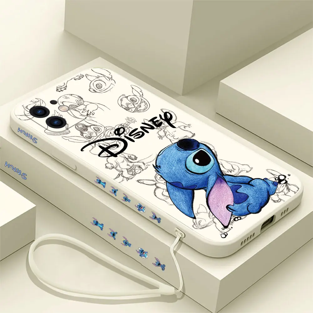 Disneys Super Cute Stitchs Couple Case For Samsung A54 A34 A73 A33 A23 A14 A13 A72 A52 A32 A22 A12 A71 A51 4G 5G With Hand Strap