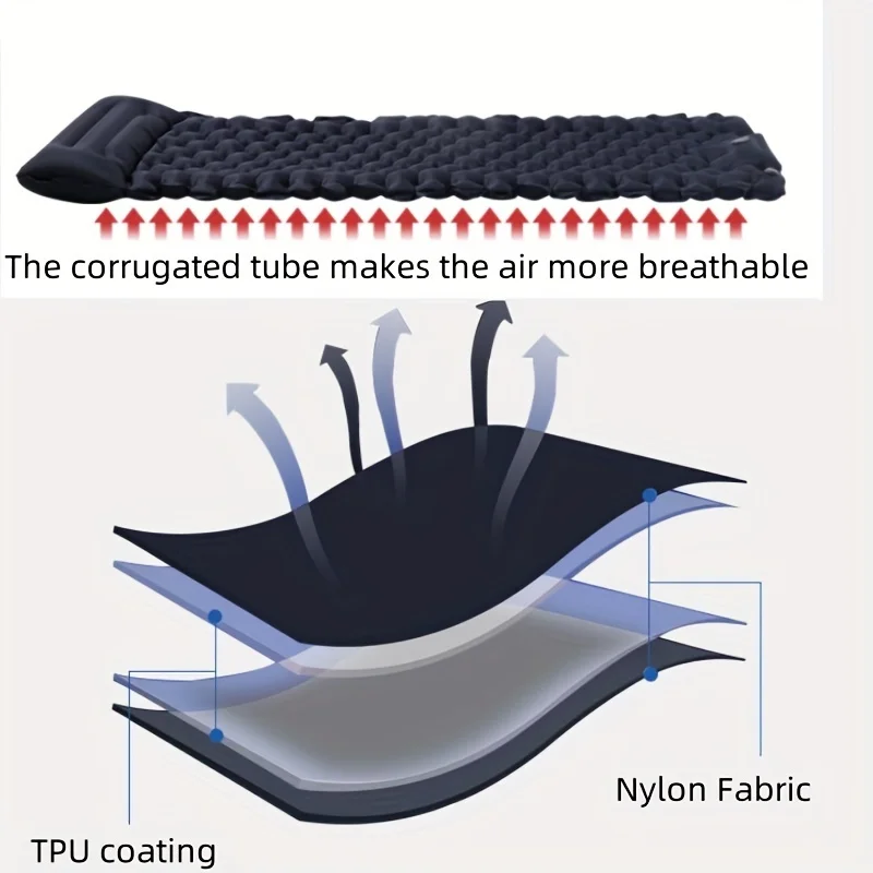 インフレータブルキャンプマットレス,枕とポンプが統合された厚いスリーピングパッド,旅行,ハイキング,登山用のエアマット,新品