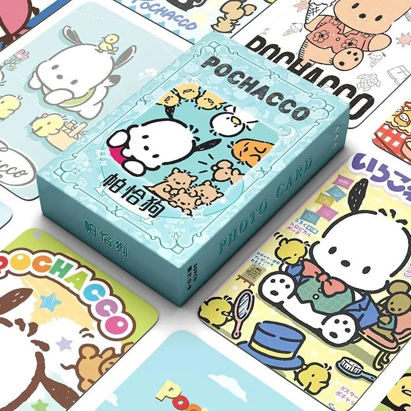 

50pcs Kawaii Sanrio Pochacco Anime Collectible Card Boxes Cute Cartoon Children Postcards Birthday Gifts Toys for Kids