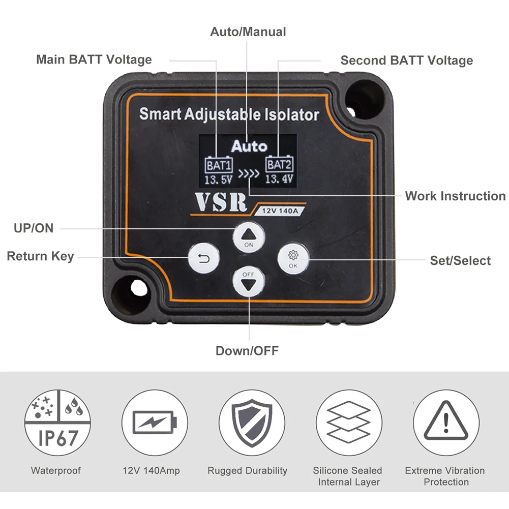 Çift pil akıllı izolatör 12V 140A gerilim duyarlı bölünmüş şarj röle VSR araba aksesuarları röle VSR Camper yat tekne için