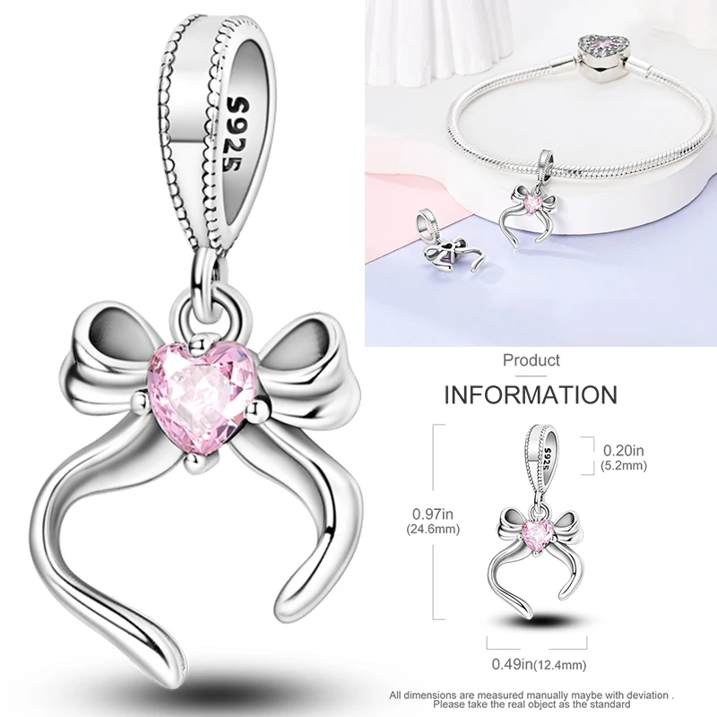 2026 Neuer 925 Sterling Silber Schleifen-Charm Herz Keltischer Knoten Perlen-Anhänger Passend für Europäische Armbänder DIY Damen Schmuck Geschenk – Detail 16