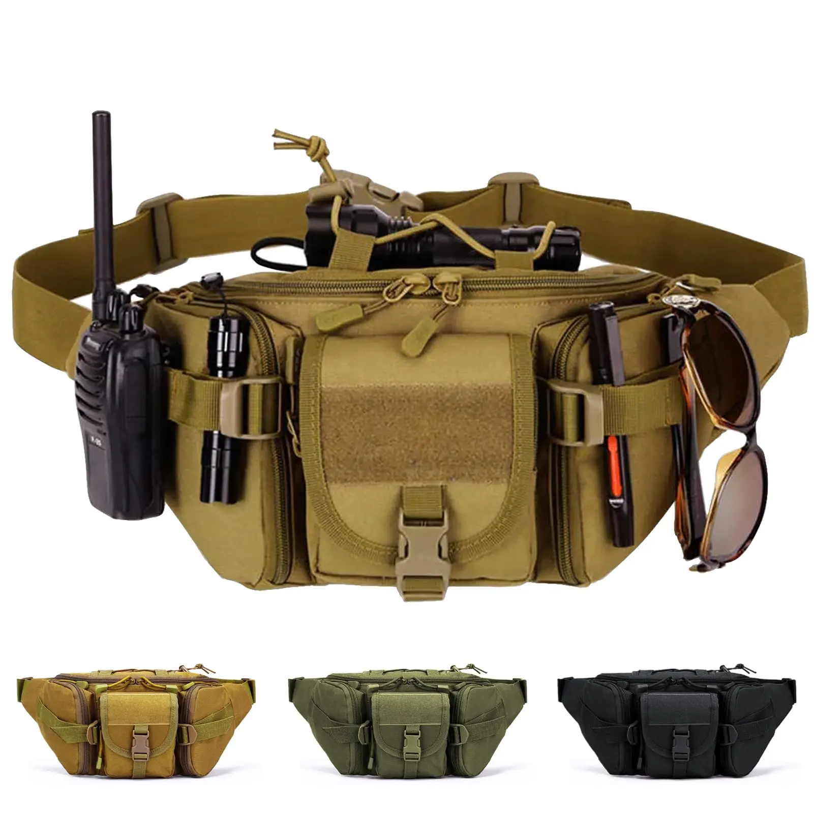 

Tactical Fanny Pack Outdoor Waist Bag Utility Hip Pack with Adjustable Strap for Outdoor Fishing Cycling Camping Dog Walking