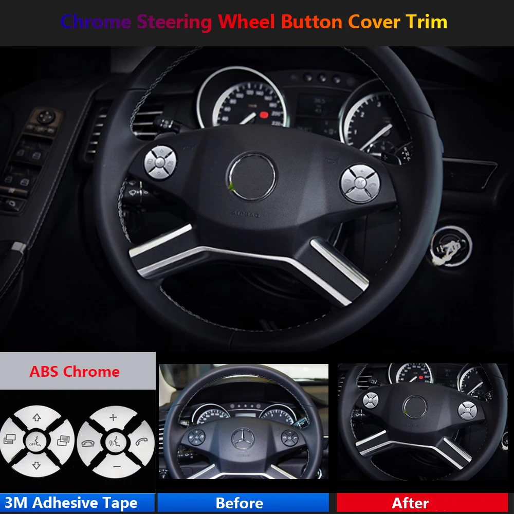 10Pcs Car Interior Steering Wheel Switch Button Cover Trim Stickers For Mercedes Benz W164 R171 C219 W251 X204 X164 Accessories