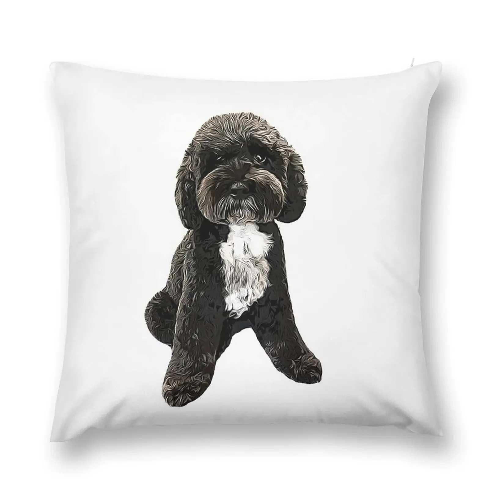 Cockapoo Cavapoo Black with White Puppy Dog Throw Pillow Plaid Sofa autumn pillowcase pillow