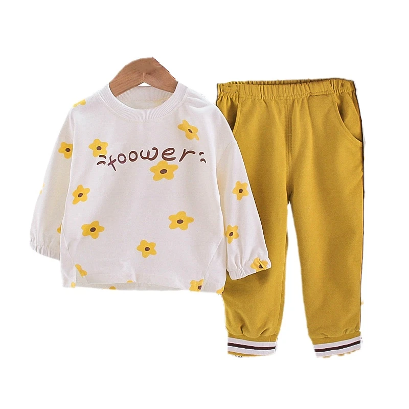 

New Spring Autumn Baby Girls Clothes Suit Children T-Shirt Pants 2Pcs/Sets Kids Outfits Toddler Casual Costume Infant Tracksuits