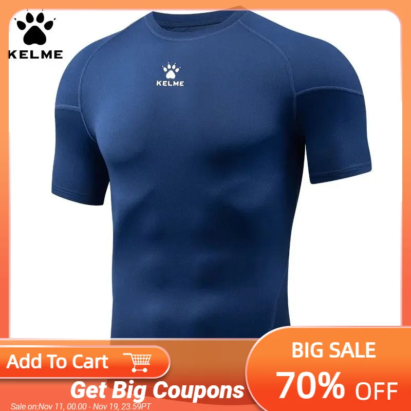 

Kelme Fitness T-shirt Men's High Elasticity Breathable Tight Clothes Round Neck Basketball Running Training Short Sleeves