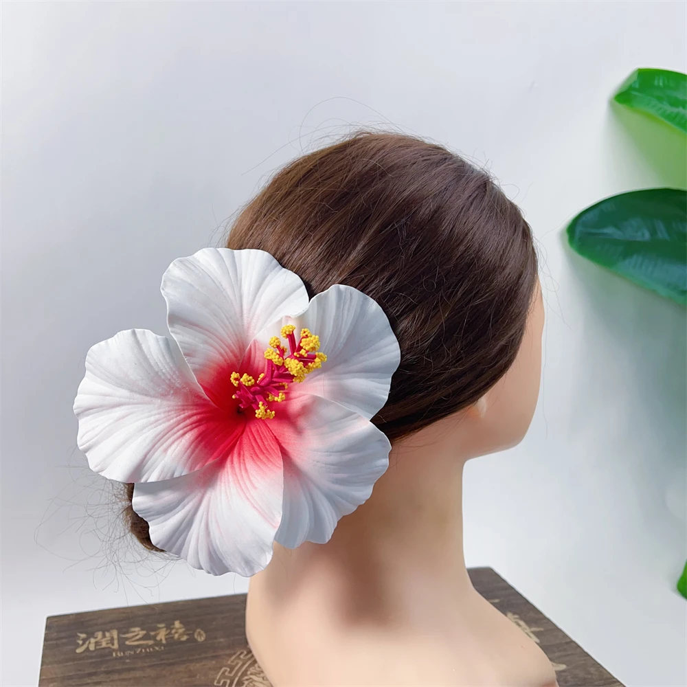 18PCS Colorful Hibiscus Head Flower Ear Pick Hula Girls Hawaii Island 16CM Foam for Wedding Anniversary Engagement