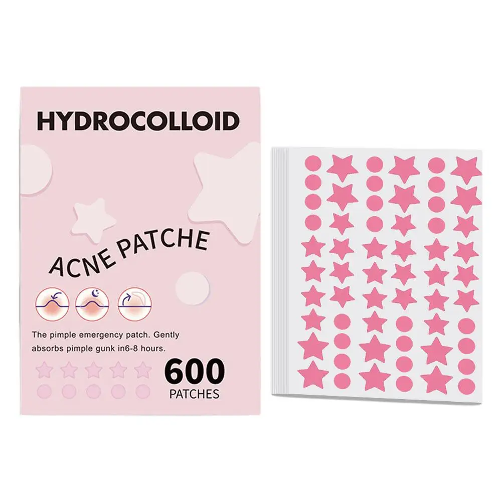 600 Stuks Grote Ster Acne Patch Mild Niet-Irriterend Verlicht Acne Voor Mee-Eters Gesloten Comedonen Hydrocolloïde Acne Sticker