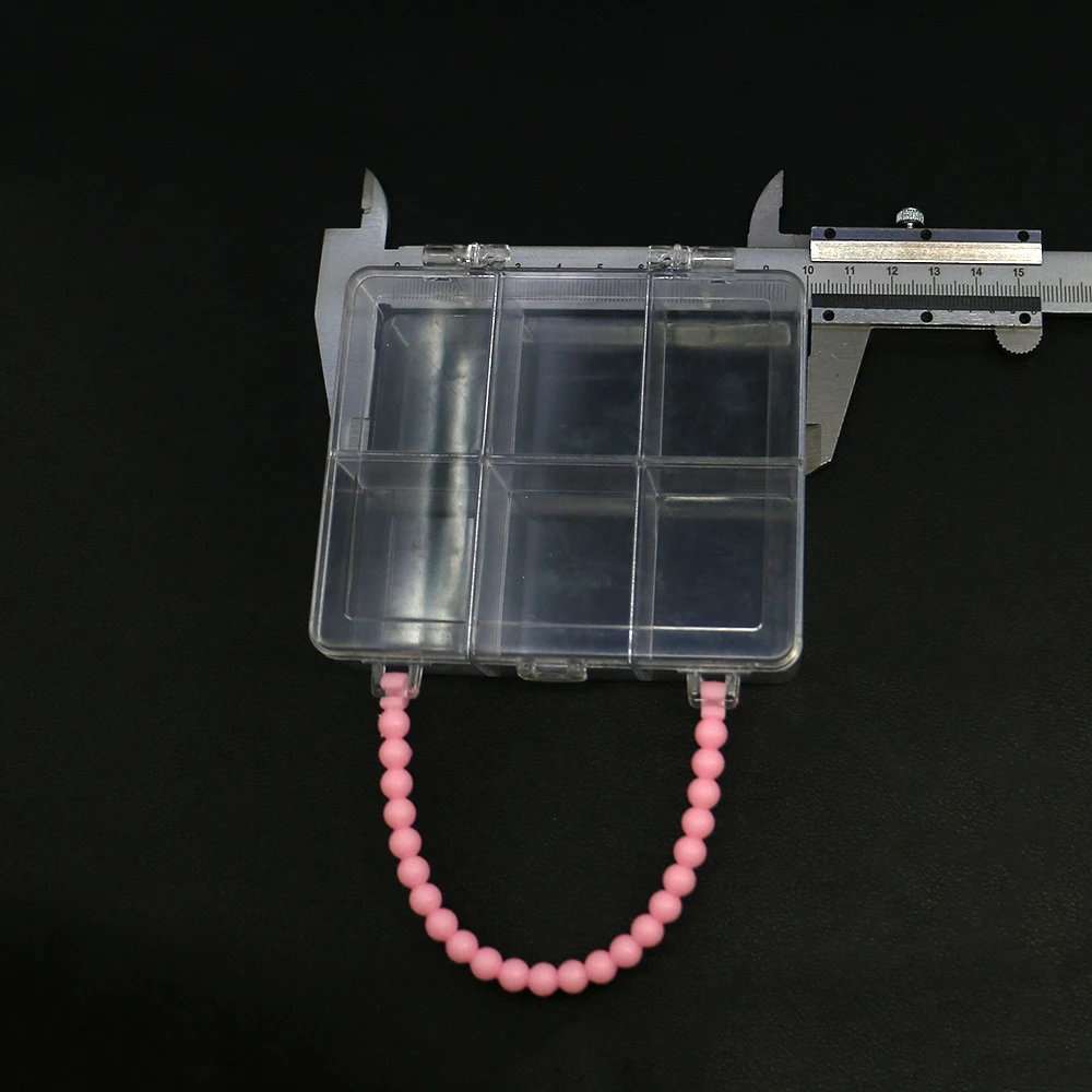 حقيبة يد على شكل صناديق تغليف المجوهرات الشفافة 6 خلايا منظم حافظة مقسمة 1 قطعة لأداة تخزين ملحقات الخرز الصغيرة