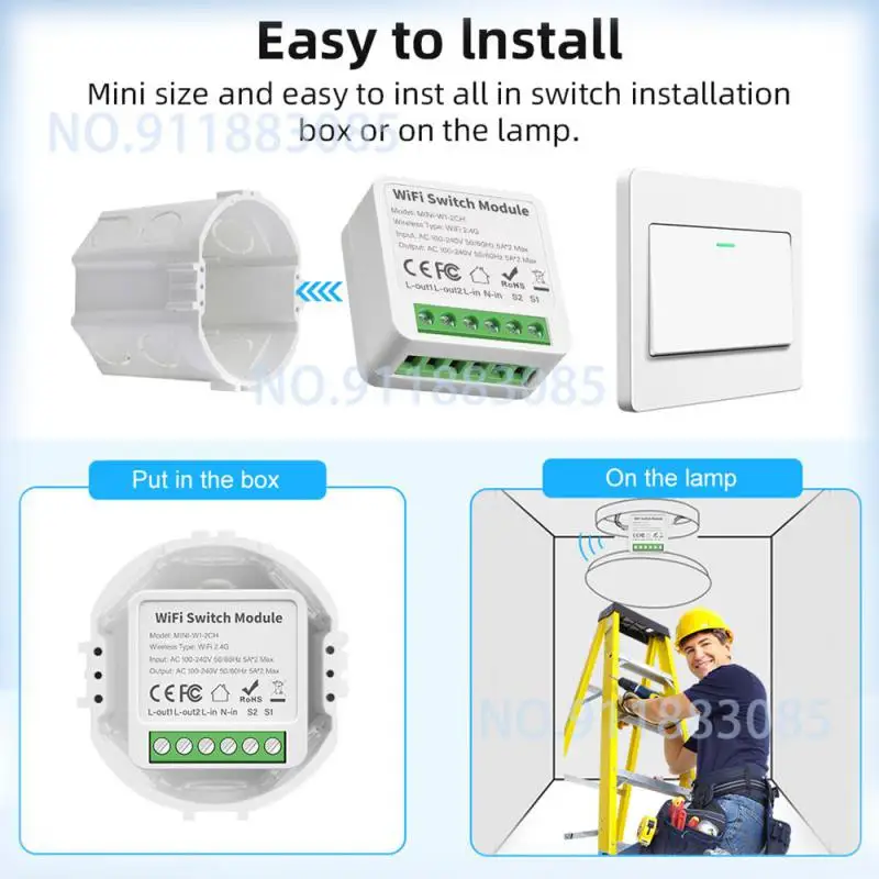 16A 10A Tuya WiFi Mini DIY Smart Switch 1/2/3/4 Gang Control Smart Home Automation Module Via Alexa Google Home Alice Smart Life