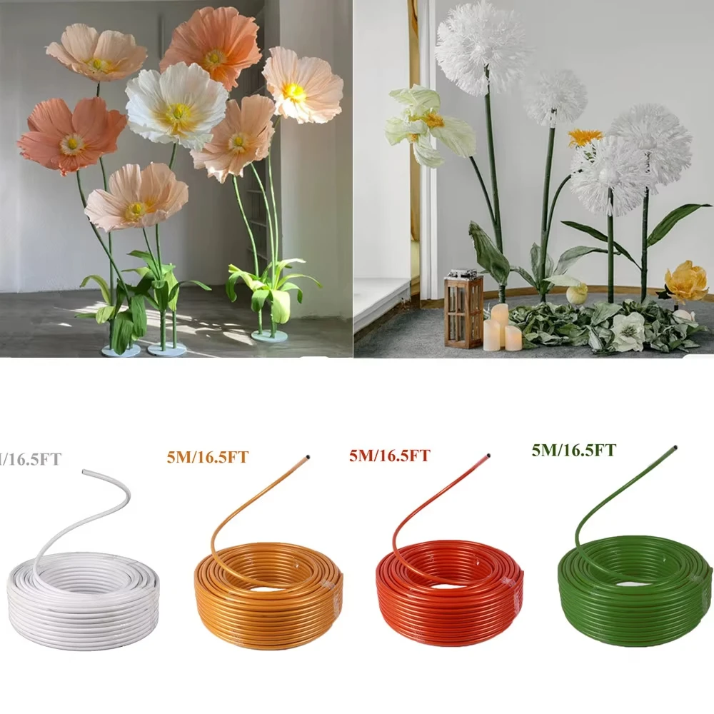 

5M Styling Tube PVC Aluminum Bendable Plastic Molding Pipe Large Fake Flowers Stem DIY Props Wedding Party Decoration