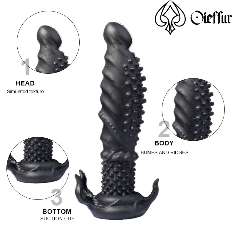 Oieffur Black Dildo With Spikes Silicone Dildo With Suction Cup 13in Penis Anal Sex Toy For Men Adult Erotic Sex Toys For Women