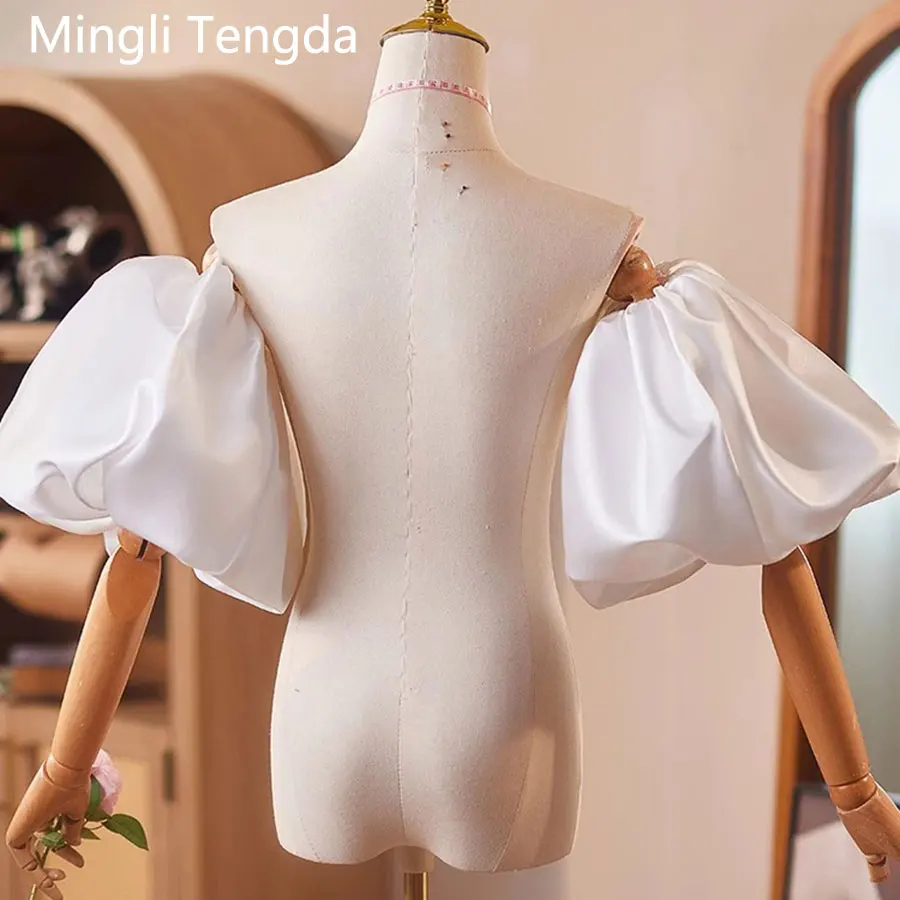 Mingli Tengda Removable Puffy Sleeves Satin Bride\'s Arm Covering Hand Sleeve Fingerles Women\'s Wedding s Gloves Accessories