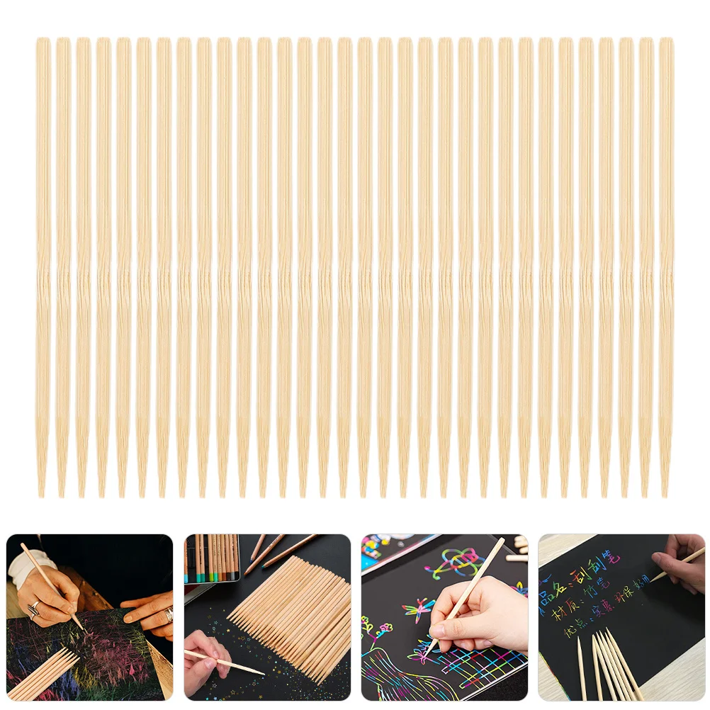 

150Pcs Scratch Painting Bamboo Sticks Smooth Burrs-Free Stylus Pens for Kids Imagination Handmade Party Game Activity Supplies