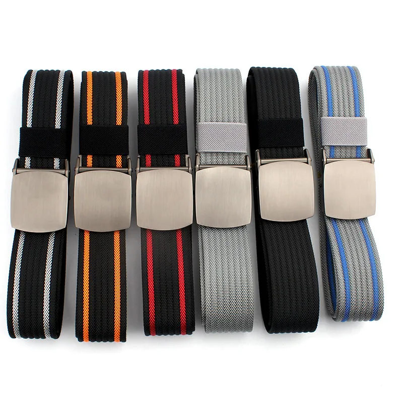 Men's Metal Automatic Buckle Nylon Canvas Weave Belt Outdoor Sports High Quality Fashion Tactical Belts For Male  Survival