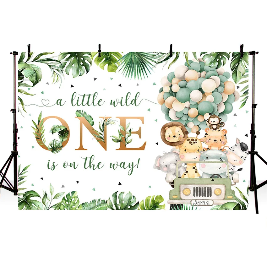 Mehofond Jungle Safari Custom Wild One Backdrop Newborn Baby Shower Boy 1st Birthday Party Forest Animal Photography Background