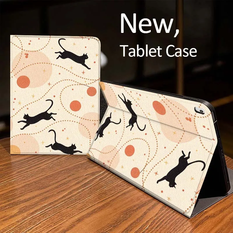 

Чехол с рисунком черного кота для iPad Pro mini Air 1 2 4 3 5 6 7 8gen 9gen 11 M2 M3 M4 6-го 7-го 10-го 11-го поколений 2025 года для планшетов