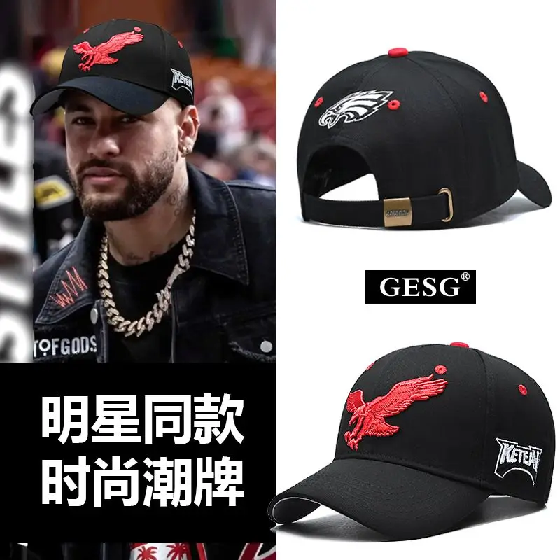 Eagle Embroidery Hat Men\'s Hard Top Cotton Baseball Cap Star Same Style Fashion Brand Peaked Cap Colorfast Hat