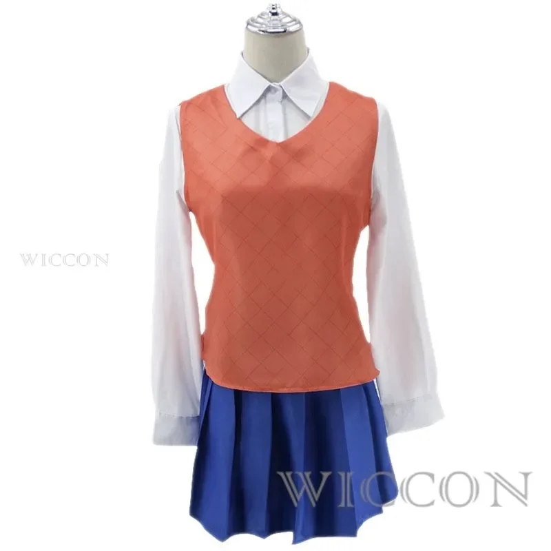 Game Doki Doki Literatuur Club Cosplay Sayori Cosplay Sayo-Nara Cosplay Kostuum Pruik Set Schooluniform Meisje Vrouwen Kostuums