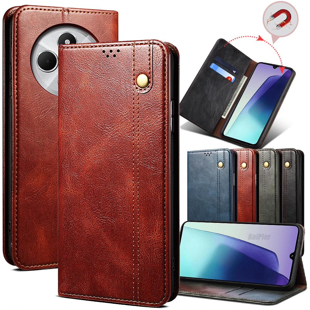 

Ultra Thin Suede Leather Wallet Case For Xiaomi POCO C75 Card Slot Stand Magnetic Phone Cover for POCOC75 Protective Back Bag