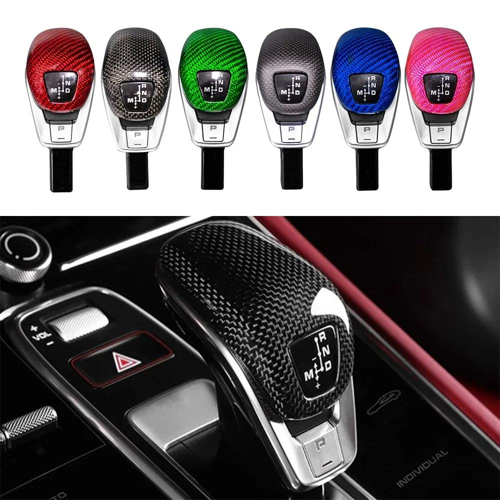 poignee-de-vitesse-d'avion-de-voiture-en-fiber-de-carbone-accessoires-de-voiture-levier-de-pommeau-de-levier-de-vitesse-automatique-pour-porsche-panamera-971-2017-–-2023