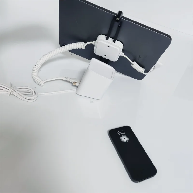 Desktop Tablet PC Security Display Holder Aluminum Alloy anti-Theft Lock Stand With 2 Metal Clamps IR Unlock Alarming