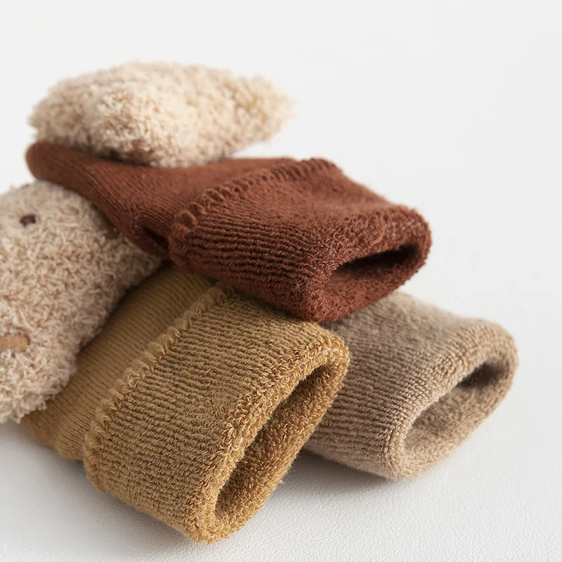 

New Baby Winter Autumn Floor Sock Soft Cute Cartoon Bear Doll Toddlers Boys Girls Indoor Shoes Anti-skip 0-3Y Kids Socks