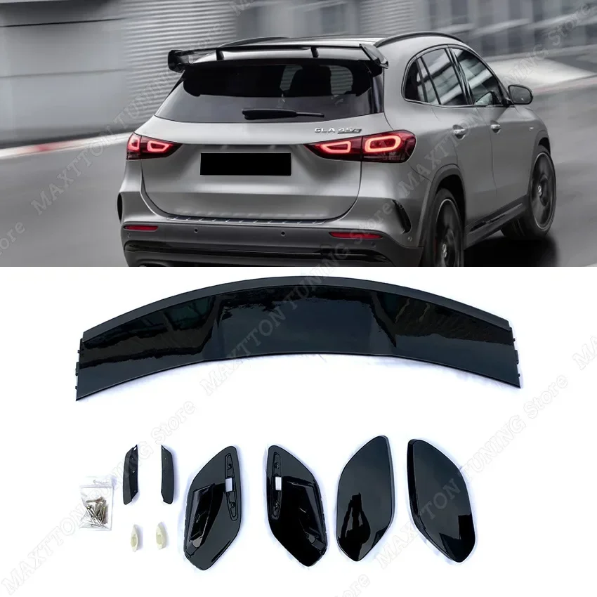 Car Rear Trunk Roof Spoiler Lip Splitter Trim For Mercedes Benz H247 GLA180 200 250 260 GLA35 45 AMG 2020-2023+ ABS Gloss Black