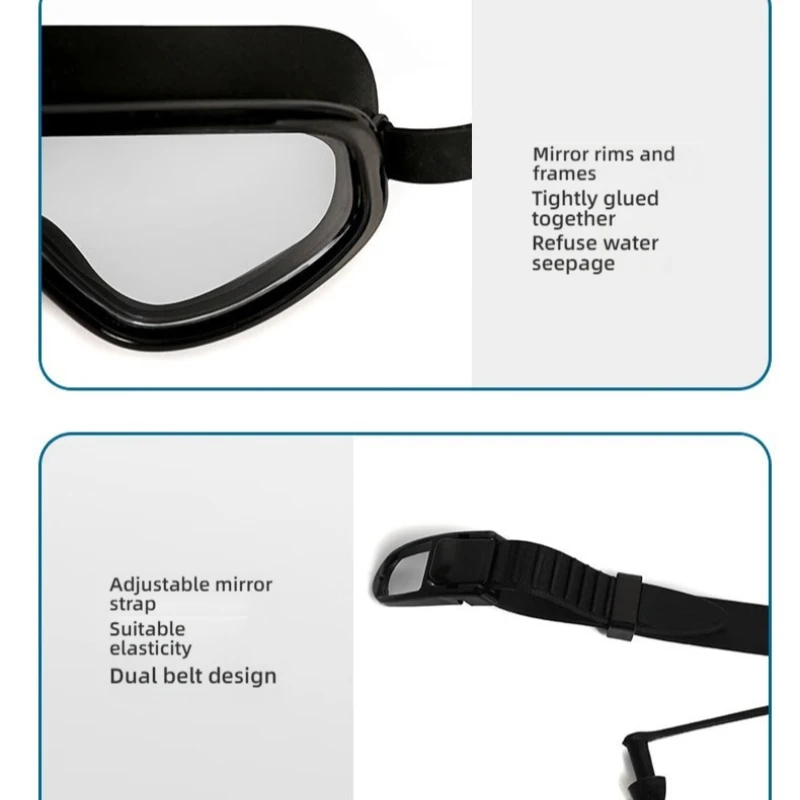 2024 Schwimmbrille mit großem Rahmen für Erwachsene und Kinder, hochwertige Antibeschlag-Schwimmbrille, wasserdichte HD-Schwimmbrille, Schwimmausrüstung
