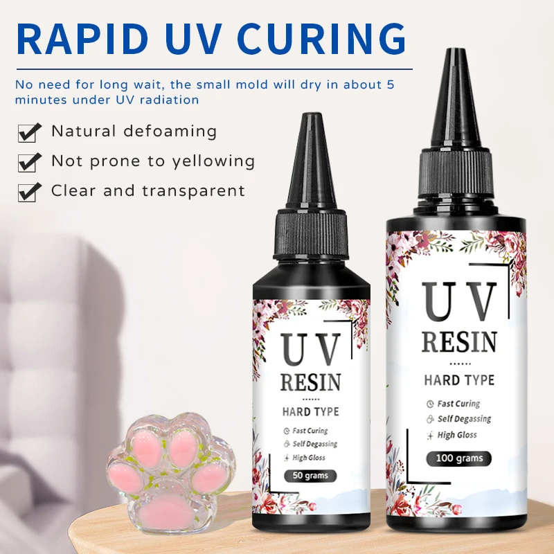 Uv resin 20g/50g/100g/250g/1000g Crystal Resin UV Glue DIY Jewelry Making High Hardness Fast Drying Harder Epoxy Glue UV Lamp image 2