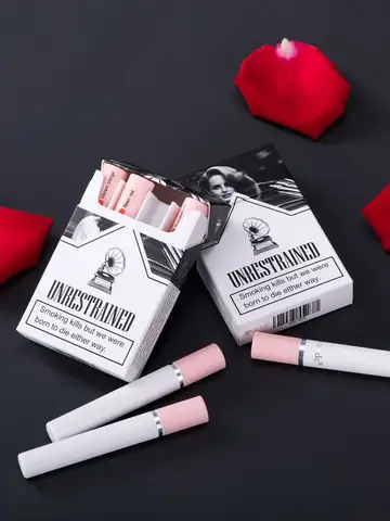 4 pcs/set Cigarette Lipstick Set Long Lasting Lip Glaze Matte Lip Gloss Waterproof Lip Stick Tube Nude Lip Tint Makeup Cosmetics