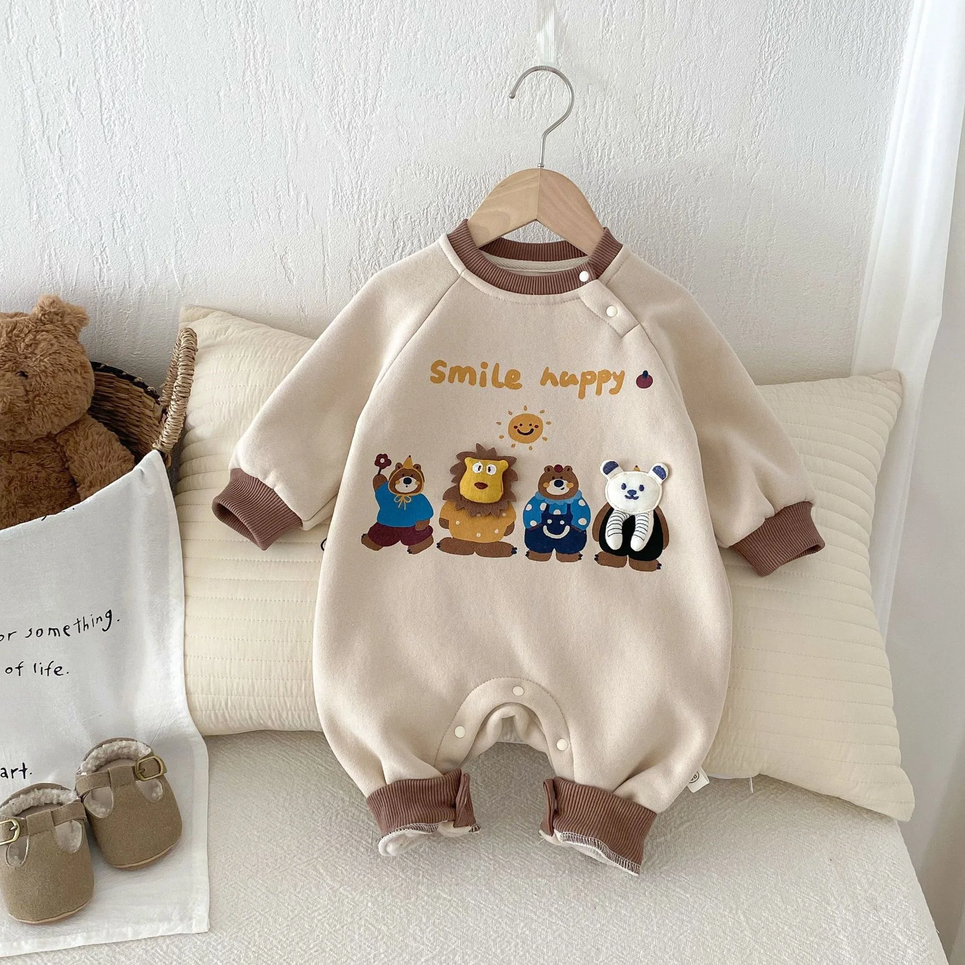 

1-3T Insr Baby Cartoon Onesie Spring Rompers Onesies 0-2T Winter Korean Children's Clothing Baby Cute Thickened Crawl Clothes