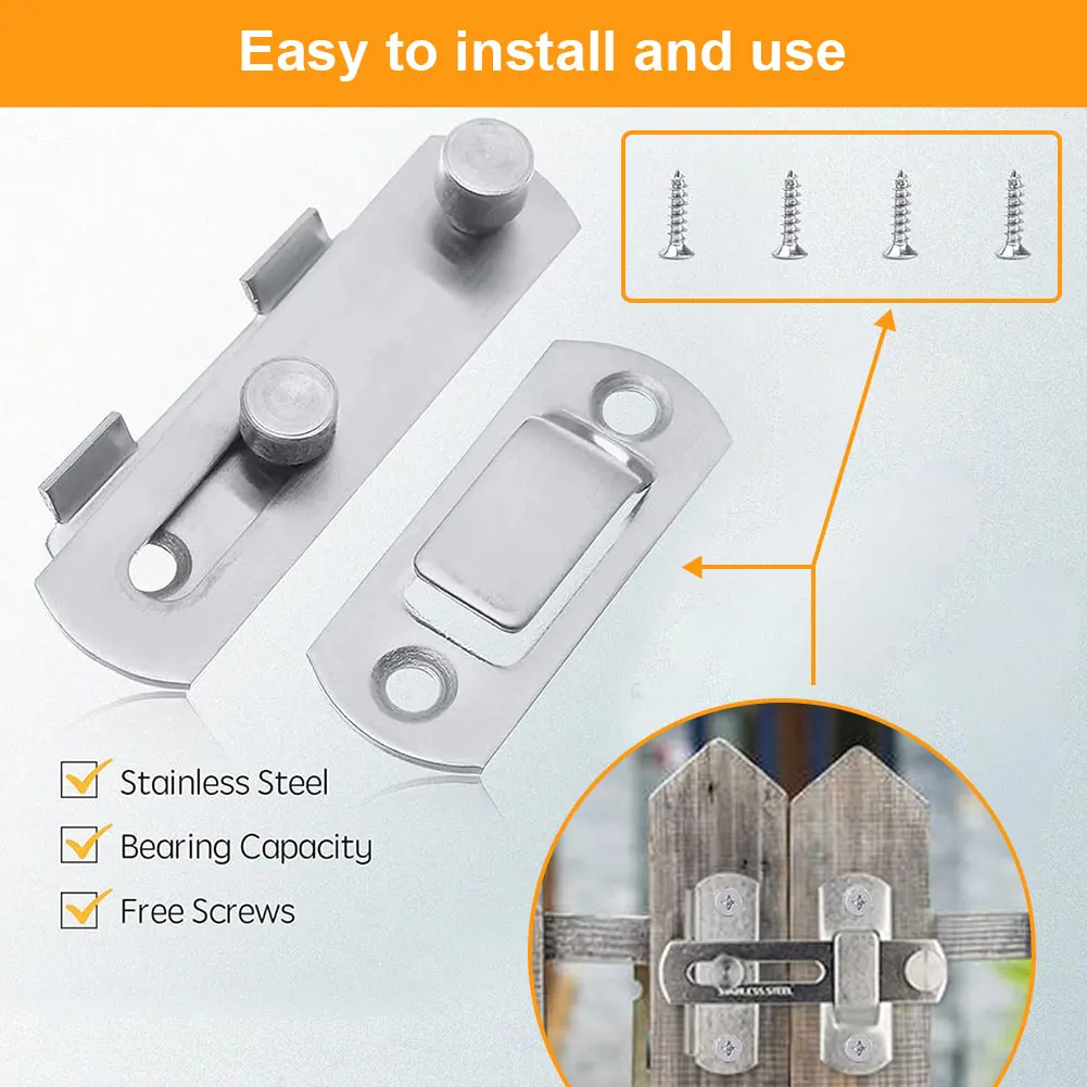 

16Pcs Gate Latches Stainless Steel Door Buckle Anti-Theft Door Bolt Safety Door Lock Furniture Fittings Hardware