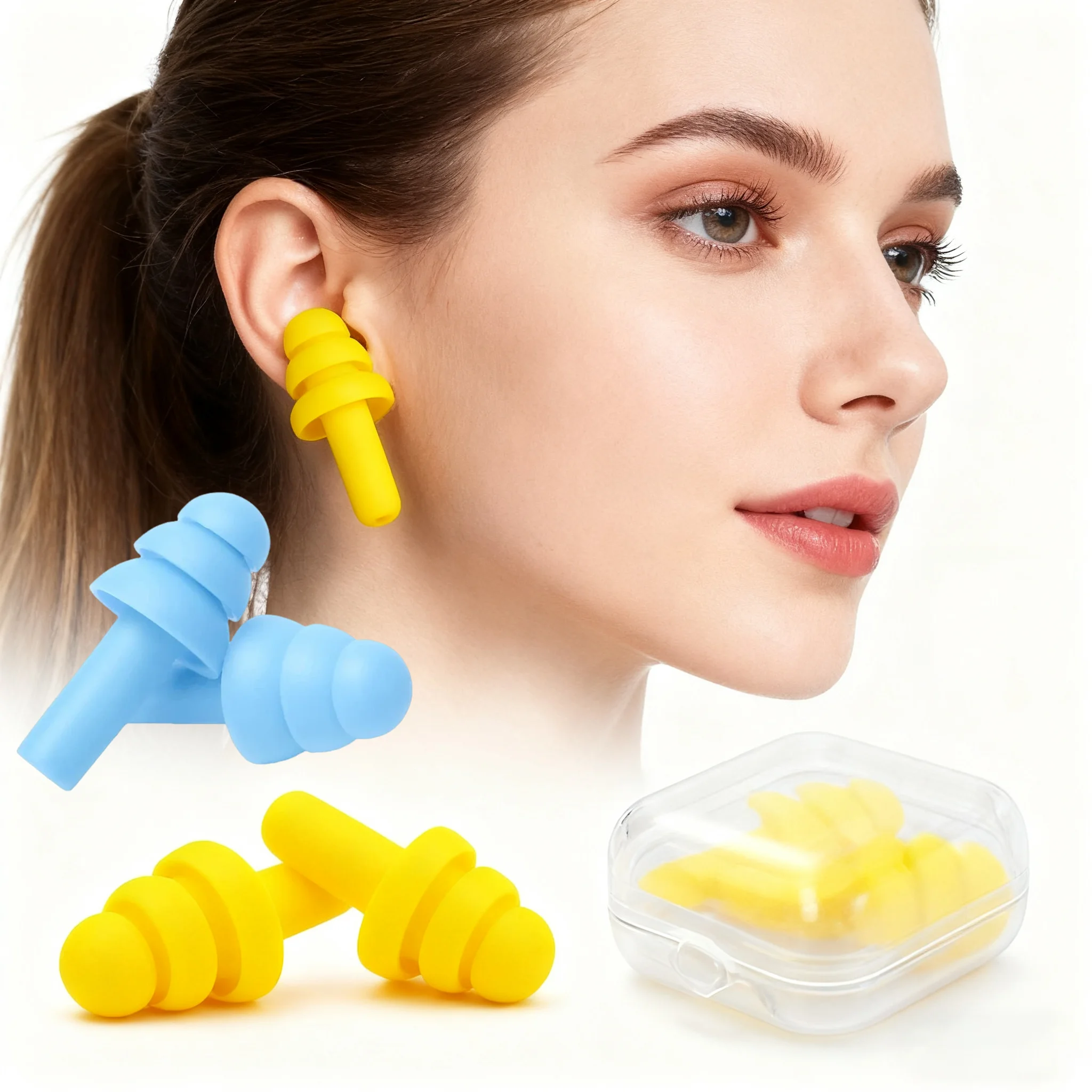 

1-20Pairs Silicone Ear Plug Ear Protection Sleeping Travel Anti-Noise Earplugs Waterproof Swim Earplugs Adult Children Swimmers