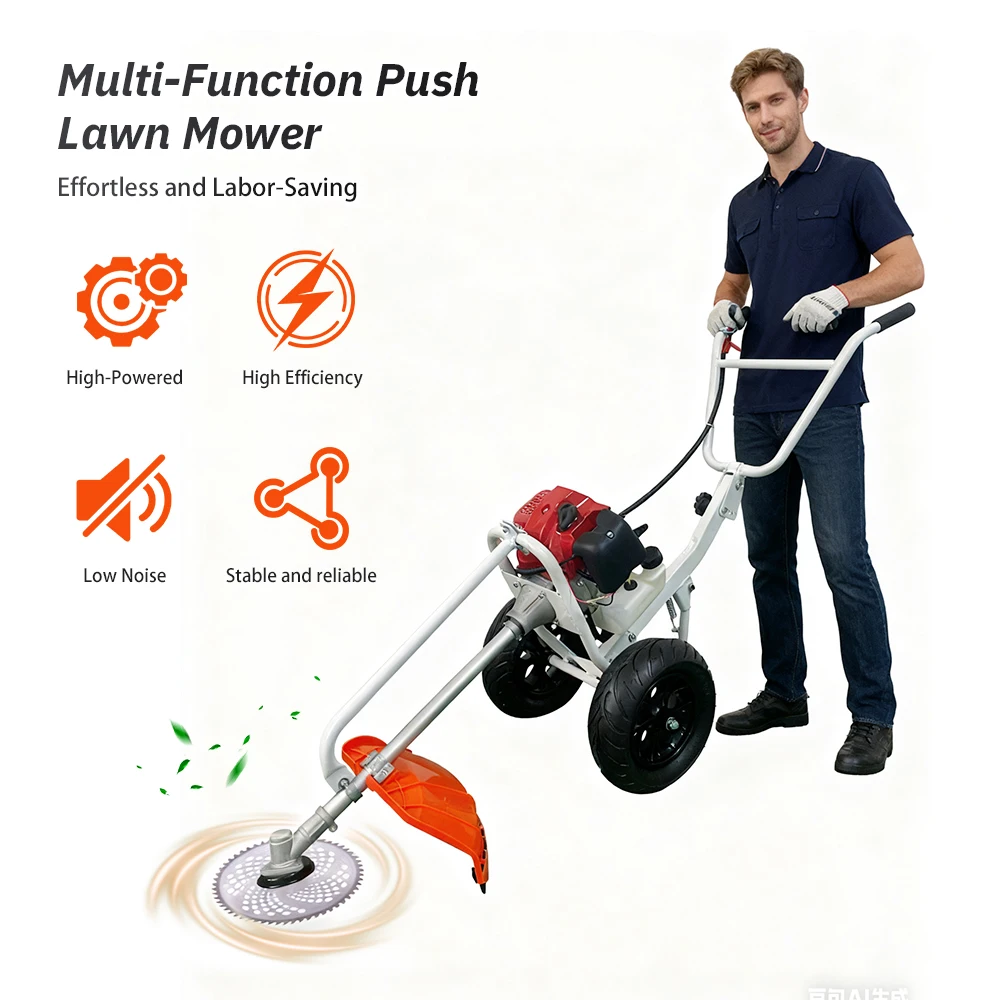 Hand-pushedGasoline2-StrokeGrassCutterLawnTrimmerWheeledLawnMowerPush-typePortableLand-ClearingWeeder