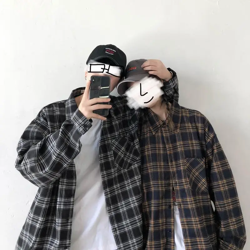 

Casual Plaid Shirts Men Button Down Regular Fit Dress Long Sleeve Casual Loose Pocket Cotton Shirt Single Breasted Tops C63