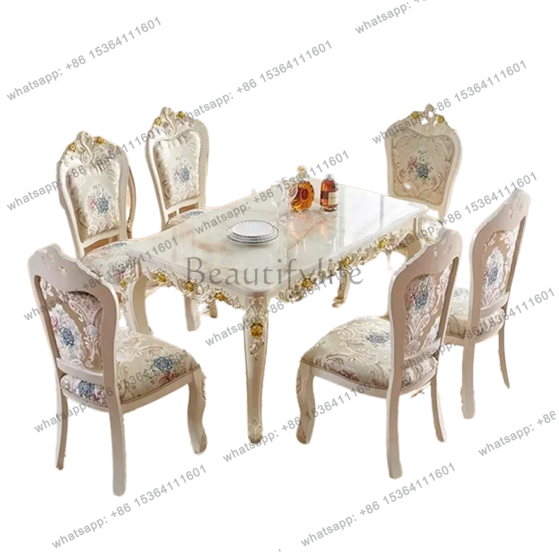 

LJYEuropean Luxury Kitchen Dining Table Designer Nordic Modern Dining Tables Marble Rectangular Mesas De Jantar Home Furniture