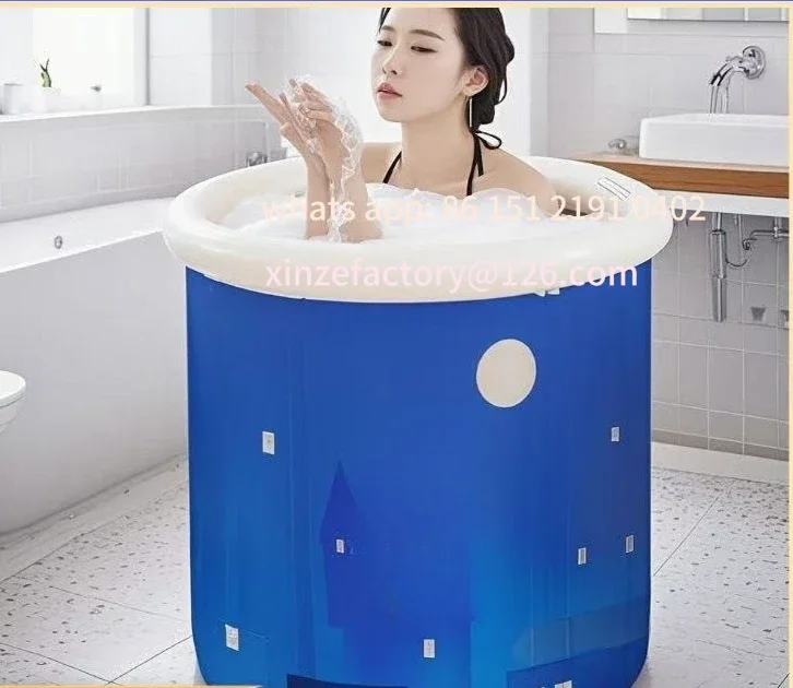 

Customizable bath bucket household full body adult folding bath bucket can sit bath bucket two people inflatable ring thickened