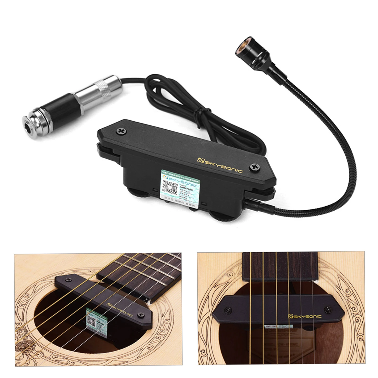 SKYSONIC T-902 Acoustic Guitar Active Soundhole Pickup Magnetic + Microphone Dual Pickup Systems with Volume Controls