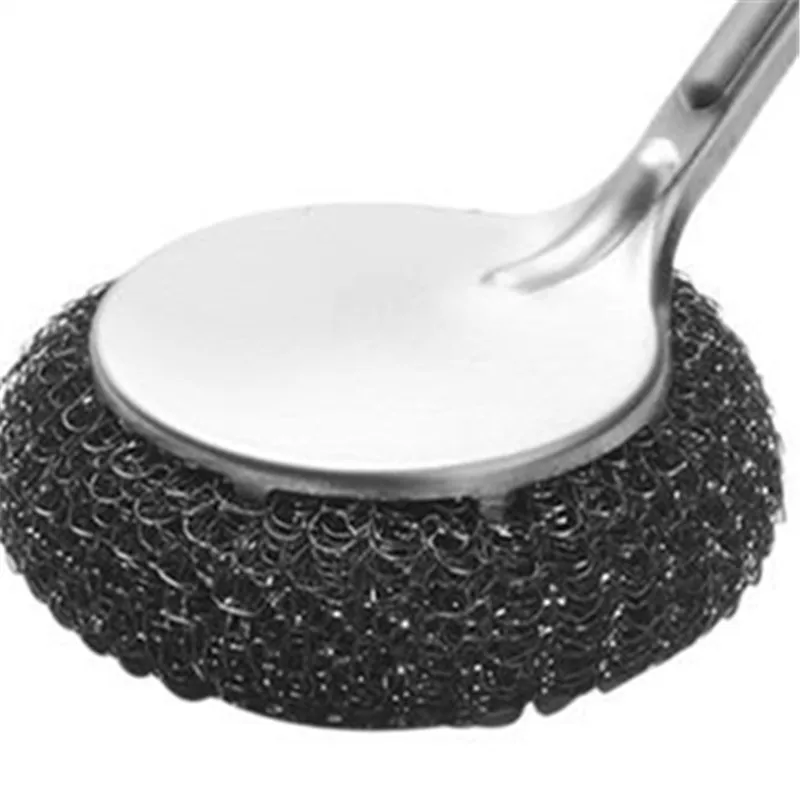 

Steel Wire Metal Wool Scourer Strong Decontamination Cleaning Brush Long Handle Pot Brush Kitchen Pan Pot Dishes Cleaning Brush